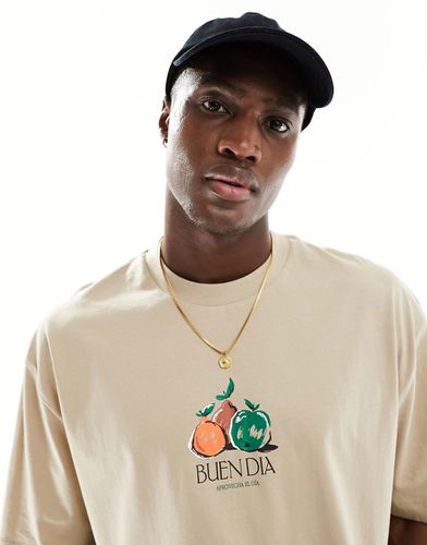 T-shirt oversize avec imprimé fruit sur la poitrine - Beige - Asos Design - Modalova