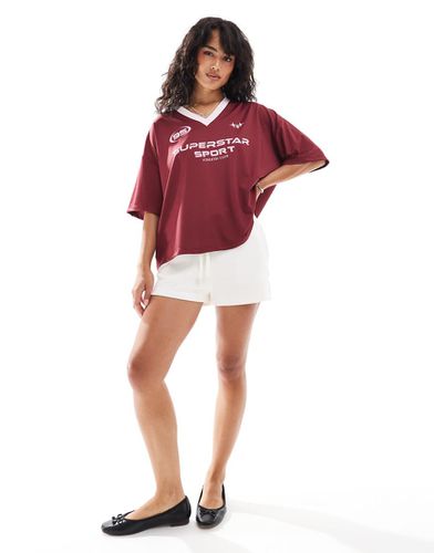 T-shirt oversize avec imprimé sport universitaire - Bordeaux - Asos Design - Modalova