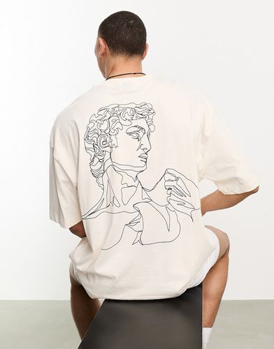 T-shirt oversize avec imprimé statue à l'avant et au dos - cassé - Asos Design - Modalova
