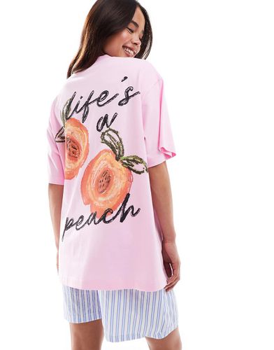 T-shirt oversize avec imprimé pêches au dos - Asos Design - Modalova