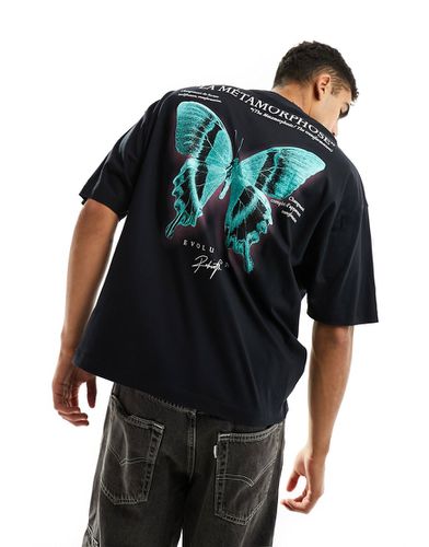 T-shirt oversize avec imprimé photo papillons au dos - Noir - Asos Design - Modalova