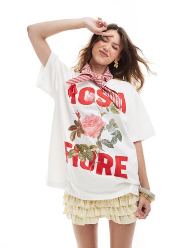 T-shirt oversize avec imprim Rosa fiore - Crme - Asos Design - Modalova
