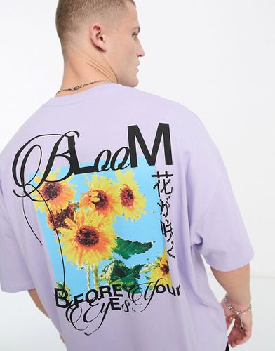 T-shirt oversize avec imprimé tournesol dans le dos - Lilas - Asos Design - Modalova