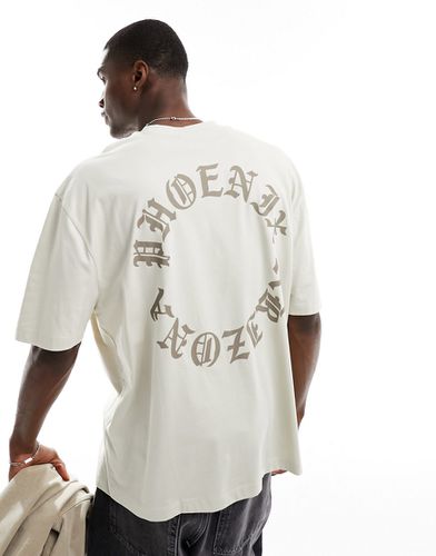 T-shirt oversize avec inscription circulaire au dos - Beige - Asos Design - Modalova