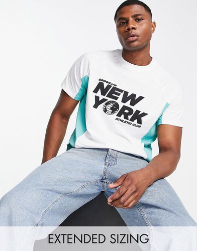 T-shirt oversize effet color block à imprimé New York - et bleu - Asos Design - Modalova