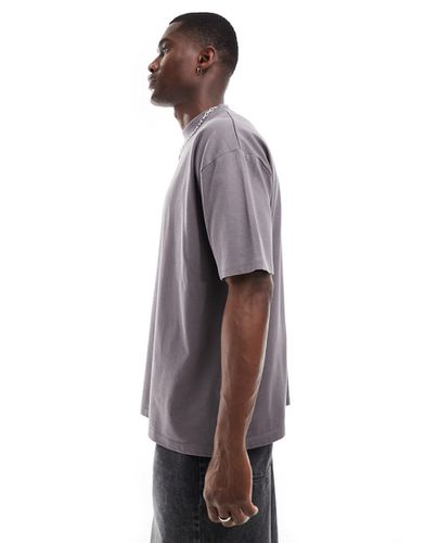 T-shirt oversize épais 240 g/m² à col montant - Anthracite - Asos Design - Modalova