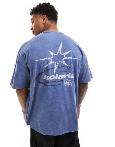 T-shirt oversize épais avec imprimé céleste au dos - Bleu délavé - Asos Design - Modalova