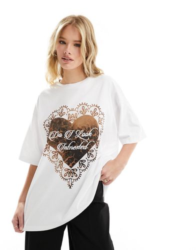 T-shirt oversize motif napperon imprimé léopard - Blanc - Asos Design - Modalova