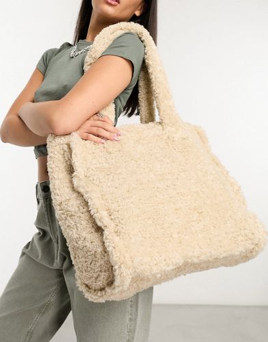 Tote bag en imitation peau de mouton - Taupe - Asos Design - Modalova