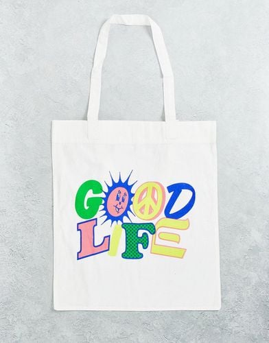 Tote bag en toile naturelle à imprimé Good Life » - ASOS DESIGN - Modalova