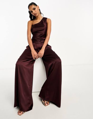 Top asymétrique d'ensemble en satin - Chocolat - Asos Design - Modalova