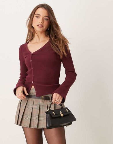 Top asymétrique en maille côtelée ultra douce - Bordeaux - Asos Design - Modalova