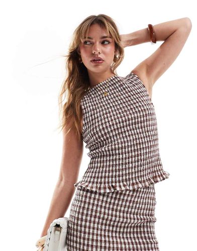 Top froncé d'ensemble à carreaux vichy avec encolure bateau - Asos Design - Modalova