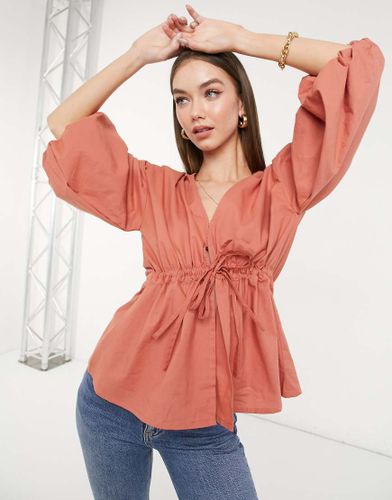 Top kimono à manches bouffantes noué à la taille - Vieux rose - Asos Design - Modalova