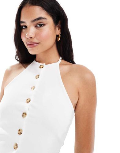 Top style gilet de tailleur côtelé à dos nu avec boutons - Asos Design - Modalova