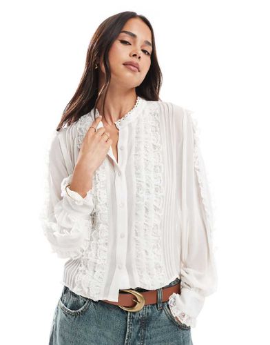 Top transparent  manches longues et empicements  volants en dentelle - Asos Design - Modalova