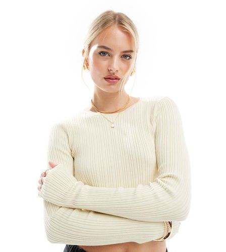 ASOS DESIGN Tall - Top ras de cou manches longues en maille - Taupe - Asos Tall - Modalova