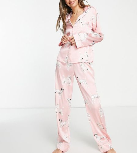ASOS DESIGN Tall - Ensemble pyjama chemise et pantalon en satin motif chiens - Asos Tall - Modalova