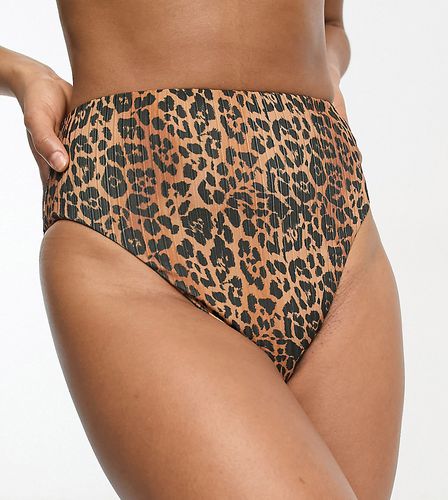ASOS DESIGN Tall - Mix & Match - Bas de bikini côtelé taille haute et échancré à imprimé léopard - Asos Tall - Modalova