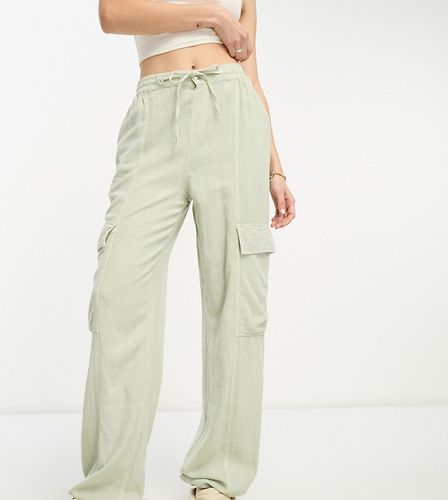 Tall - Pantalon cargo à enfiler en lin - Sauge - Asos Design - Modalova
