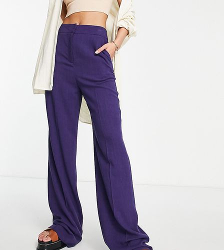 ASOS DESIGN Tall - Pantalon décontracté évasé coupe large en lin - Violet - Asos Tall - Modalova