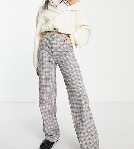 Tall - Pantalon droit coupe large à carreaux - Gris - Asos Design - Modalova