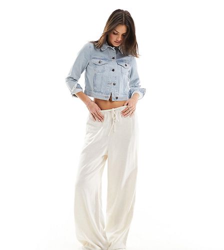 Tall - Pantalon large à enfiler en lin - Naturel - Asos Design - Modalova