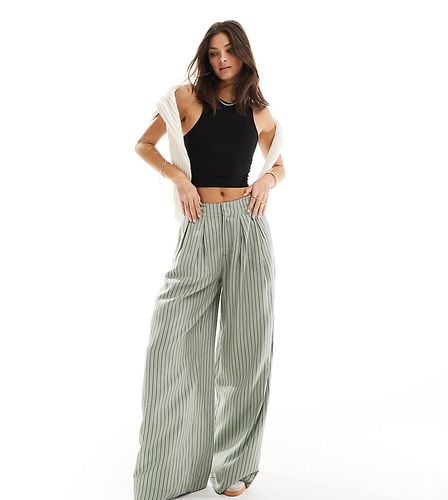 Tall - Pantalon large à pinces et rayures - Vert sauge - Asos Design - Modalova