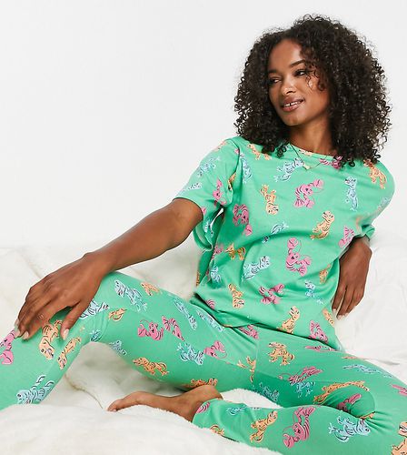 ASOS DESIGN Tall - Pyjama à imprimé homards et dinosaures avec legging et t-shirt oversize - Vert - Asos Tall - Modalova