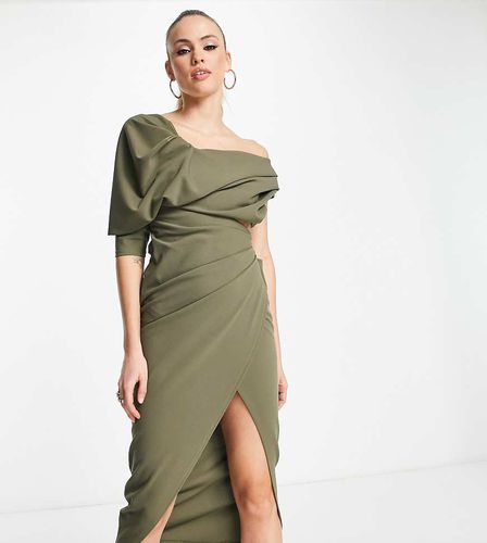 ASOS DESIGN Tall - Robe mi-longue à découpe et corsage drapé - Kaki - Asos Tall - Modalova