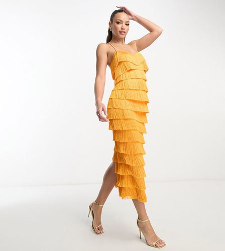 ASOS DESIGN Tall - Robe mi-longue à volants et à franges avec bretelles croisées dans le dos - Asos Tall - Modalova