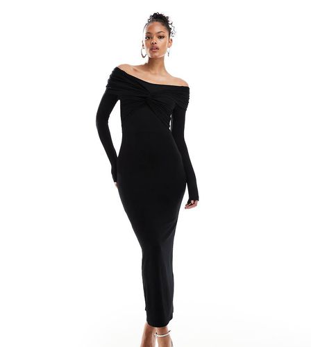 ASOS DESIGN Tall - Robe mi-longue effet torsadé à manches longues et épaules dénudées - Asos Tall - Modalova