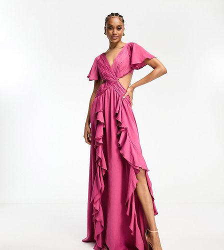 ASOS DESIGN Tall - Robe longue volantée à manches évasées et découpes à la taille - baie - Asos Tall - Modalova