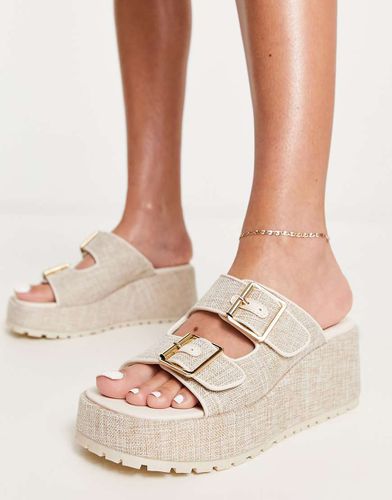 Tennesse - Mules compensées à détail boucle - Naturel - Asos Design - Modalova