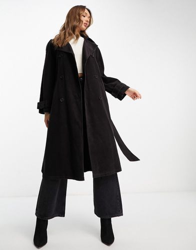 Trench-coat en velours côtelé - Noir délavé - Asos Design - Modalova