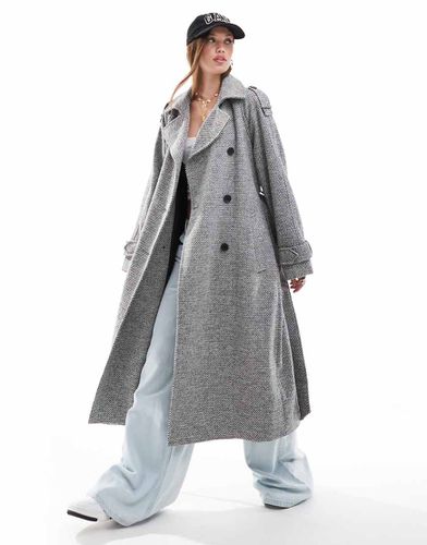 Trench-coat élégant en imitation laine - Poivre et sel - Asos Design - Modalova