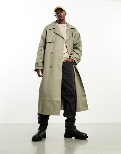 Trench-coat ultra oversize à carreaux - Kaki - Asos Design - Modalova