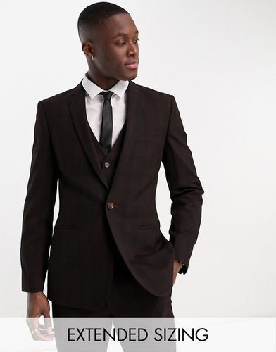 Veste de costume ajustée à carreaux - Bordeaux - Asos Design - Modalova