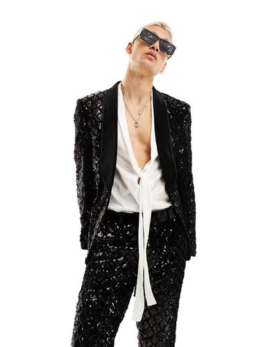 Veste de costume ajustée en velours à losanges et sequins - Asos Design - Modalova