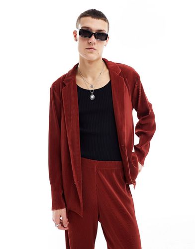 Veste de costume oversize fluide en tissu plissé - Rouge - Asos Design - Modalova