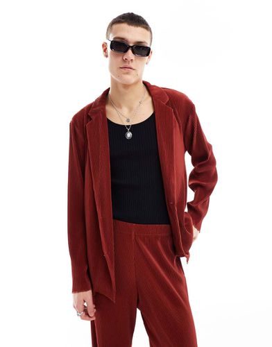 Veste de costume oversize fluide en tissu plissé - Rouge - Asos Design - Modalova