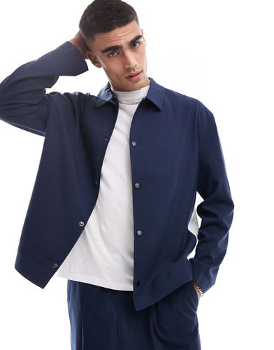 Veste de survêtement ajustée d'ensemble habillé avec bandes latérales blanches - Bleu marine - Asos Design - Modalova