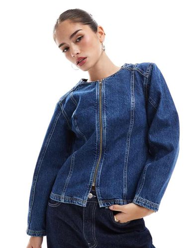 Veste en jean cintrée - Indigo - Asos Design - Modalova