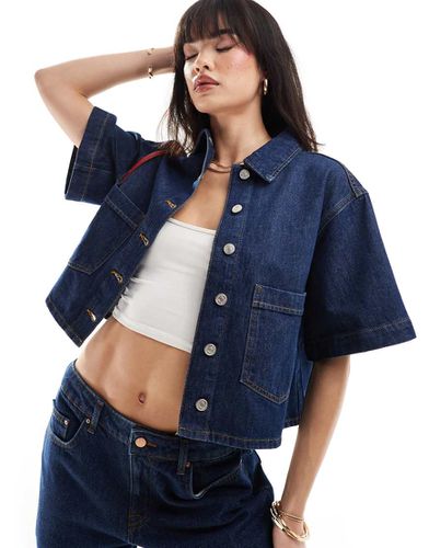 Veste en jean coupe carrée - Indigo - Asos Design - Modalova