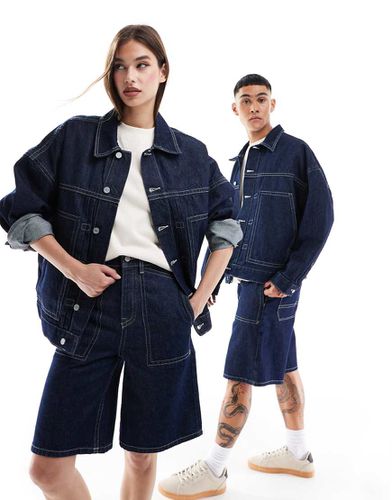 Veste oversize unisexe en jean avec surpiqûres contrastantes - clair délavé - Asos Design - Modalova