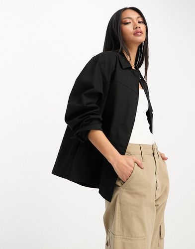 Veste légère style chemise en coton avec poches - Noir - Asos Design - Modalova