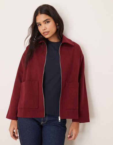 Veste zippée en aspect laine avec poches - Bordeaux - Asos Design - Modalova