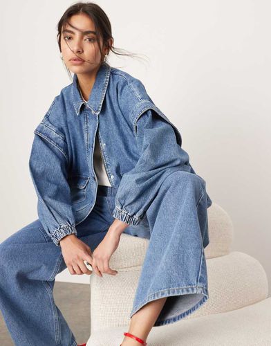 Bomber en jean avec col - moyen - Asos Edition - Modalova