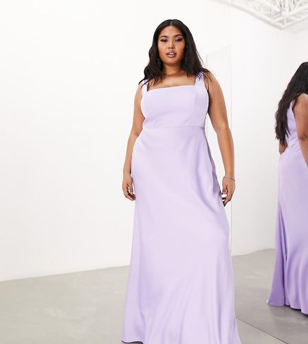 ASOS EDITION Curve - Robe longue en satin à encolure carrée - Lilas - Asos Curve - Modalova