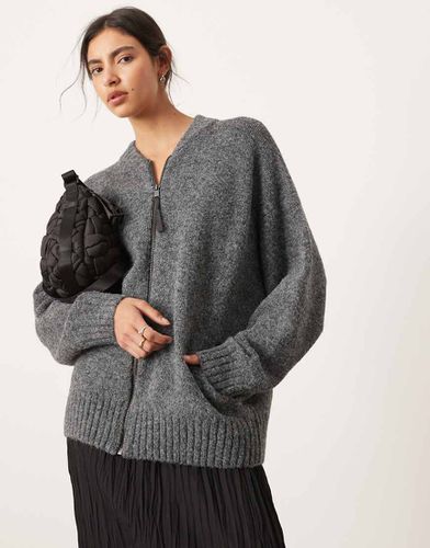 Pull en maille compacte à fermeture éclair - anthracite - Asos Edition - Modalova